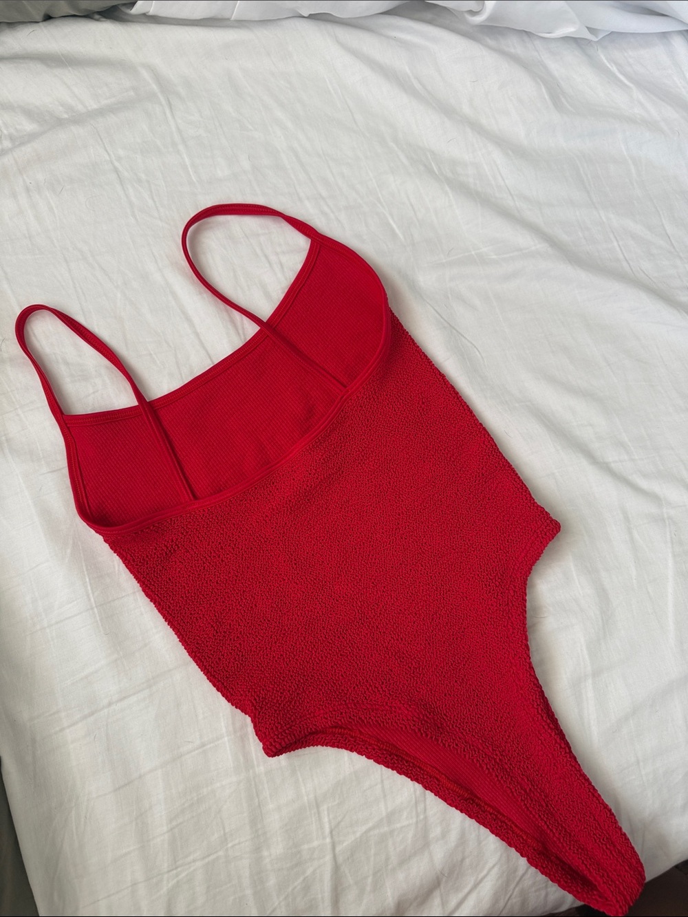 Hunza G Red Textured One-Piece Swimsuit - Picture 4 of 4